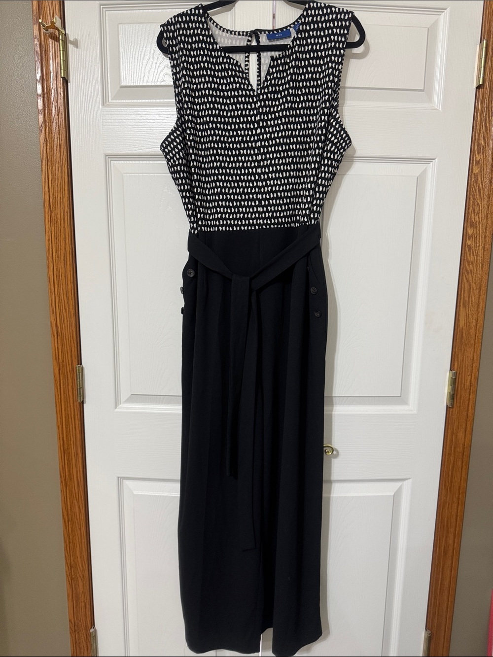 Apt. 9 Black Jumpsuit with White Patterned Bodice